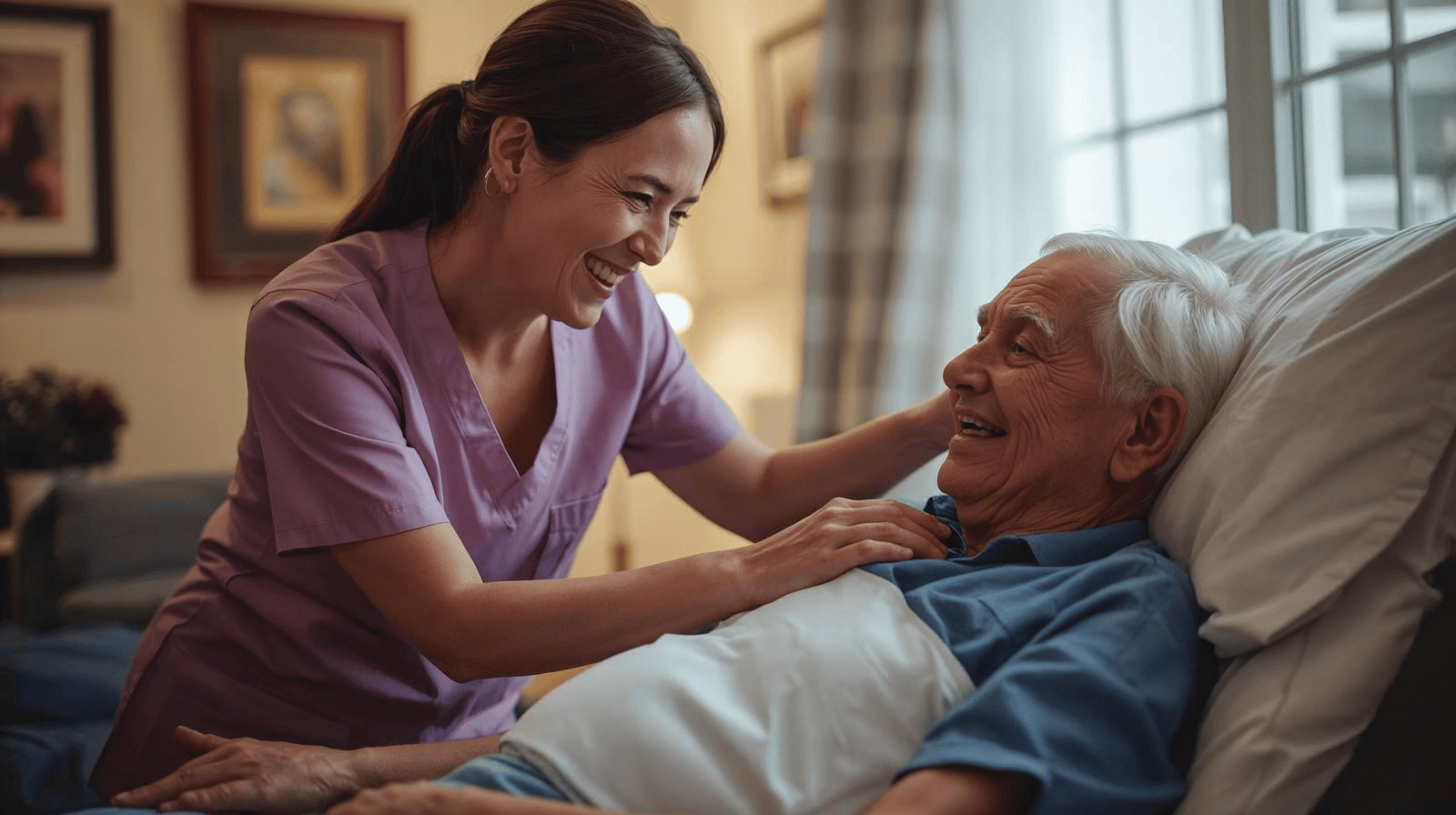 Caregiver assisting senior at home in Brantford
